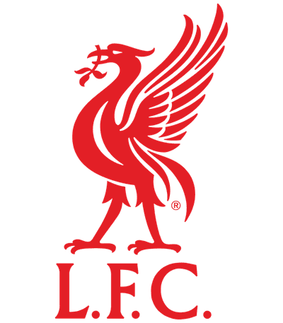 Röd Liverbird-logotyp för Liverpool Football Club med initialerna ”L.F.C.” under.